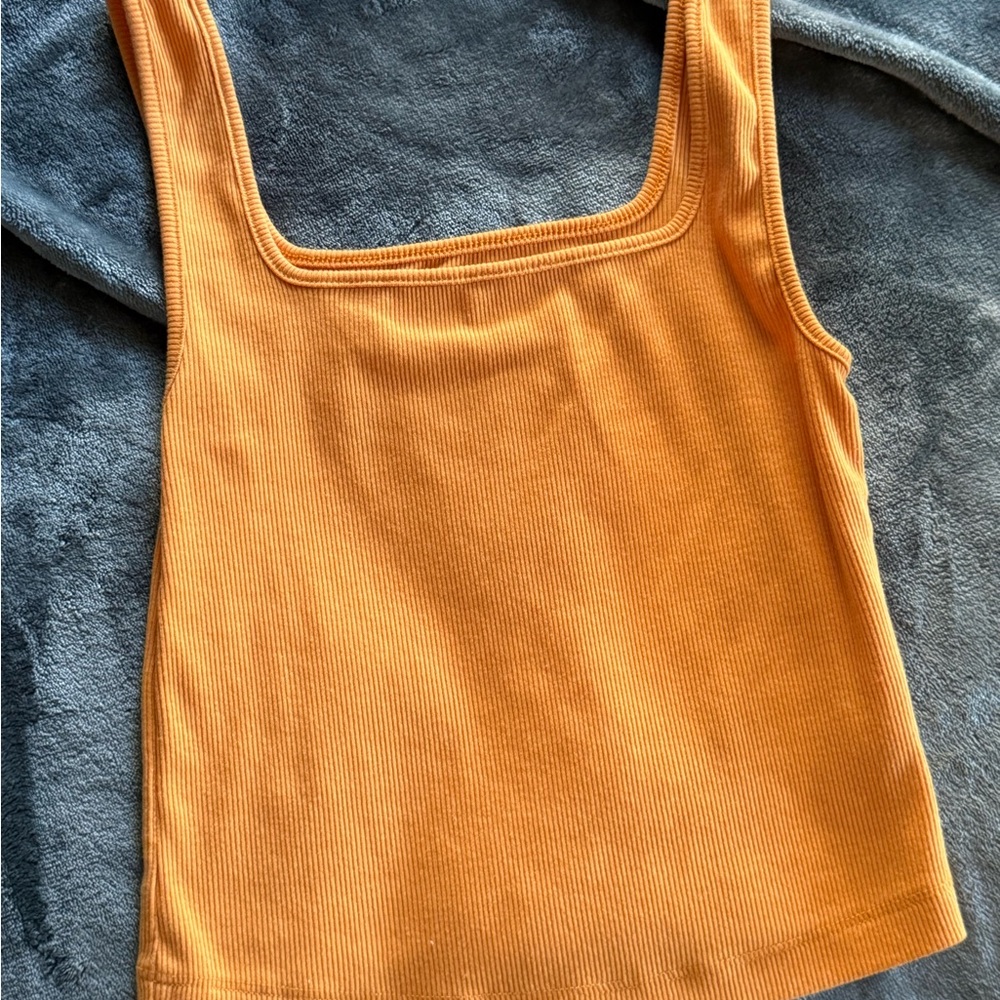 Orange Ribbed Tank Top